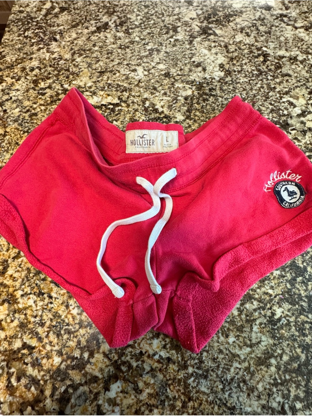 Hollister Bright Pink Fleece Shorts with Patch
